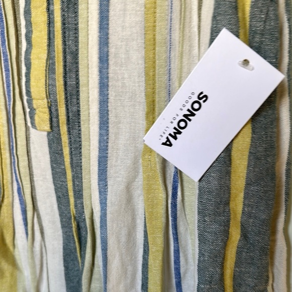 Sonoma Green and Yellow Pleated Sundress V-Neck Midi - Picture 8 of 8